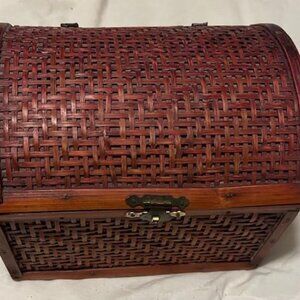3 wood woven stacking boxes